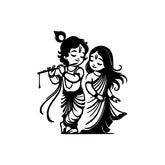 Radha Krishna Divine Love Wall Sticker for Spiritual Home Decor