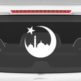 Islamic Crescent Moon Mosque Car Sticker – Muslim Faith Vinyl Decal for Cars & Bikes | Waterproof Mosque Skyline Sticker