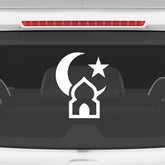 Islamic Mosque Car Sticker – Crescent Moon & Star Vinyl Decal for Cars & Bikes | Waterproof Muslim Faith Sticker