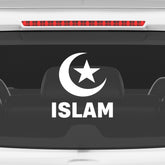 Islam Crescent Moon Star Car Sticker – Muslim Faith Vinyl Decal with ISLAM Text | Waterproof Islamic Symbol Sticker