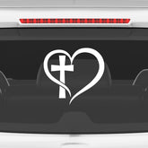 Christian Heart Cross Car Sticker – Jesus Faith Vinyl Decal for Cars & Bikes | Waterproof Religious Sticker