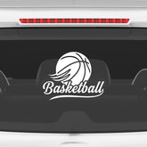 Basketball Script Logo Car Window Sticker | Stylish Sports Vinyl Decal for Cars & Laptops