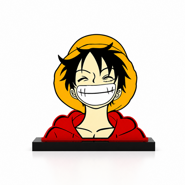 Luffy Anime Caricature Stand – Acrylic Desk Decor for Anime Lovers