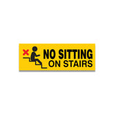 No Sitting on Stairs Warning Sticker – Safety Sign for Staircases