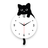 Cute Cat Acrylic Wall Clock for Modern Home Decor