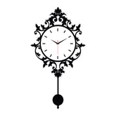 Vintage Floral Acrylic Pendulum Wall Clock for Elegant Home Decor