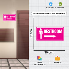 Restroom Directional Sign – Modern Bathroom Wayfinding Wall Sign (Indoor/Outdoor Use)
