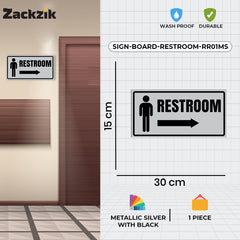 Restroom Directional Sign – Modern Bathroom Wayfinding Wall Sign (Indoor/Outdoor Use)