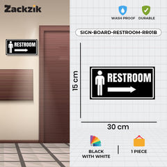 Restroom Directional Sign – Modern Bathroom Wayfinding Wall Sign (Indoor/Outdoor Use)