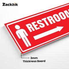 Restroom Directional Sign – Modern Bathroom Wayfinding Wall Sign (Indoor/Outdoor Use)