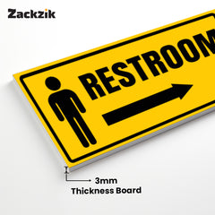 Restroom Directional Sign – Modern Bathroom Wayfinding Wall Sign (Indoor/Outdoor Use)