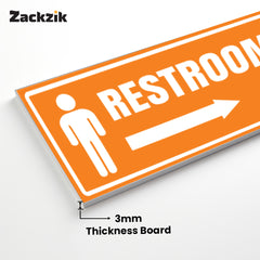 Restroom Directional Sign – Modern Bathroom Wayfinding Wall Sign (Indoor/Outdoor Use)