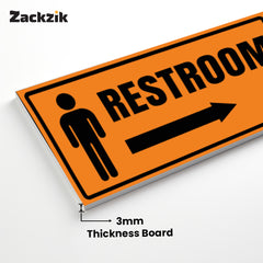 Restroom Directional Sign – Modern Bathroom Wayfinding Wall Sign (Indoor/Outdoor Use)
