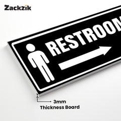 Restroom Directional Sign – Modern Bathroom Wayfinding Wall Sign (Indoor/Outdoor Use)