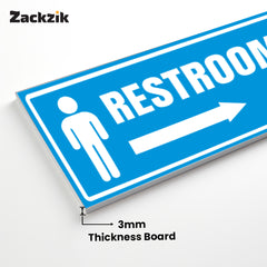Restroom Directional Sign – Modern Bathroom Wayfinding Wall Sign (Indoor/Outdoor Use)