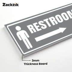 Restroom Directional Sign – Modern Bathroom Wayfinding Wall Sign (Indoor/Outdoor Use)