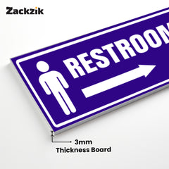 Restroom Directional Sign – Modern Bathroom Wayfinding Wall Sign (Indoor/Outdoor Use)