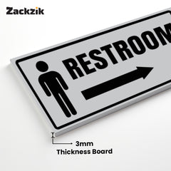 Restroom Directional Sign – Modern Bathroom Wayfinding Wall Sign (Indoor/Outdoor Use)