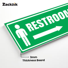 Restroom Directional Sign – Modern Bathroom Wayfinding Wall Sign (Indoor/Outdoor Use)