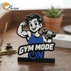 Gym Mode On Cartoon Logo – Fitness Workout Motivation Illustration