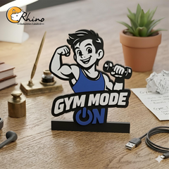 Gym Mode On Cartoon Logo – Fitness Workout Motivation Illustration