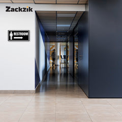Restroom Directional Sign – Modern Bathroom Wayfinding Wall Sign (Indoor/Outdoor Use)