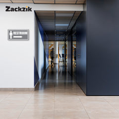 Restroom Directional Sign – Modern Bathroom Wayfinding Wall Sign (Indoor/Outdoor Use)