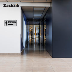 Restroom Directional Sign – Modern Bathroom Wayfinding Wall Sign (Indoor/Outdoor Use)