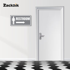 Restroom Directional Sign – Modern Bathroom Wayfinding Wall Sign (Indoor/Outdoor Use)