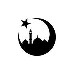 Islamic Crescent Moon Mosque Car Sticker – Muslim Faith Vinyl Decal for Cars & Bikes | Waterproof Mosque Skyline Sticker
