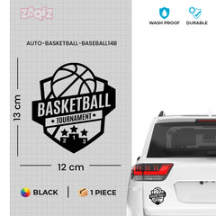 Basketball Tournament Badge Car Window Sticker | Sports Vinyl Decal for Cars & Laptops