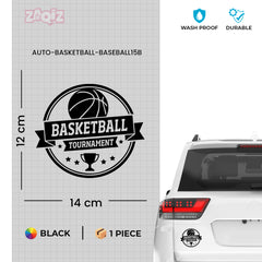 Basketball Tournament Emblem Car Window Sticker | Sports Vinyl Decal for Cars & Laptops