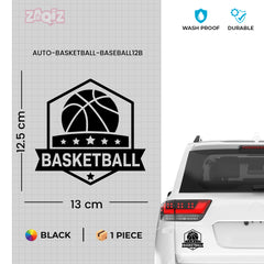 Basketball Badge Car Window Sticker | Premium Sports Vinyl Decal for Cars & Laptops