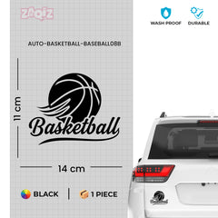 Basketball Script Logo Car Window Sticker | Stylish Sports Vinyl Decal for Cars & Laptops