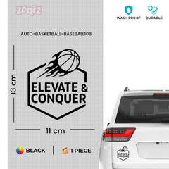 Elevate & Conquer Basketball Car Window Sticker | Motivational Sports Vinyl Decal