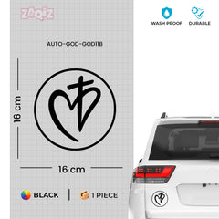 Christian Heart Cross Car Sticker – Jesus Faith Symbol Vinyl Decal for Cars & Bikes | Waterproof Bible Verse Style Sticker