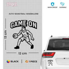 Game On Basketball Player Car Window Sticker | Sports Vinyl Decal for Cars & Laptops