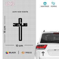 Jesus Cross Car Sticker – Modern Jesus Text Cross Vinyl Decal for Cars & Bikes | Waterproof Christian Faith Sticker