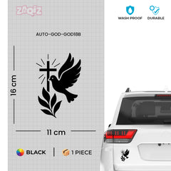 Christian Dove Cross Car Sticker – Holy Spirit & Peace Vinyl Decal for Cars & Bikes | Waterproof Faith Sticker