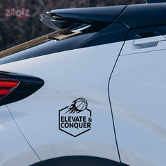 Elevate & Conquer Basketball Car Window Sticker | Motivational Sports Vinyl Decal