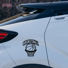 Basketball Rim & Ball Car Window Sticker | Sports Vinyl Decal for Cars, Laptops & Walls