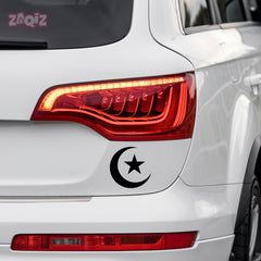 Islamic Crescent Moon Star Car Sticker – Muslim Faith Vinyl Decal for Cars & Bikes | Waterproof Islamic Symbol Sticker