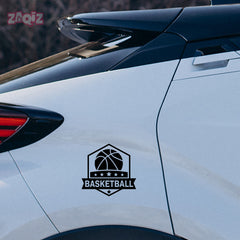Basketball Badge Car Window Sticker | Premium Sports Vinyl Decal for Cars & Laptops