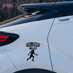 Full Court Fire Basketball Car Window Sticker | Sports Vinyl Decal for Cars & Laptops