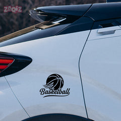 Basketball Script Logo Car Window Sticker | Stylish Sports Vinyl Decal for Cars & Laptops
