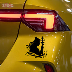 Lord Shiva Car Sticker – Mahadev Silhouette with Trishul Vinyl Decal for Cars & Bikes | Waterproof Spiritual Sticker