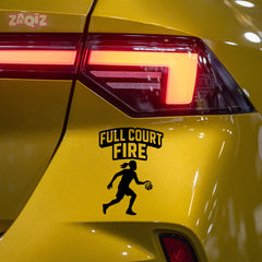 Full Court Fire Basketball Car Window Sticker | Sports Vinyl Decal for Cars & Laptops