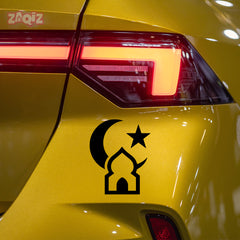 Islamic Mosque Car Sticker – Crescent Moon & Star Vinyl Decal for Cars & Bikes | Waterproof Muslim Faith Sticker