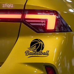 Basketball Script Logo Car Window Sticker | Stylish Sports Vinyl Decal for Cars & Laptops