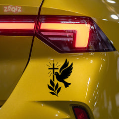 Christian Dove Cross Car Sticker – Holy Spirit & Peace Vinyl Decal for Cars & Bikes | Waterproof Faith Sticker